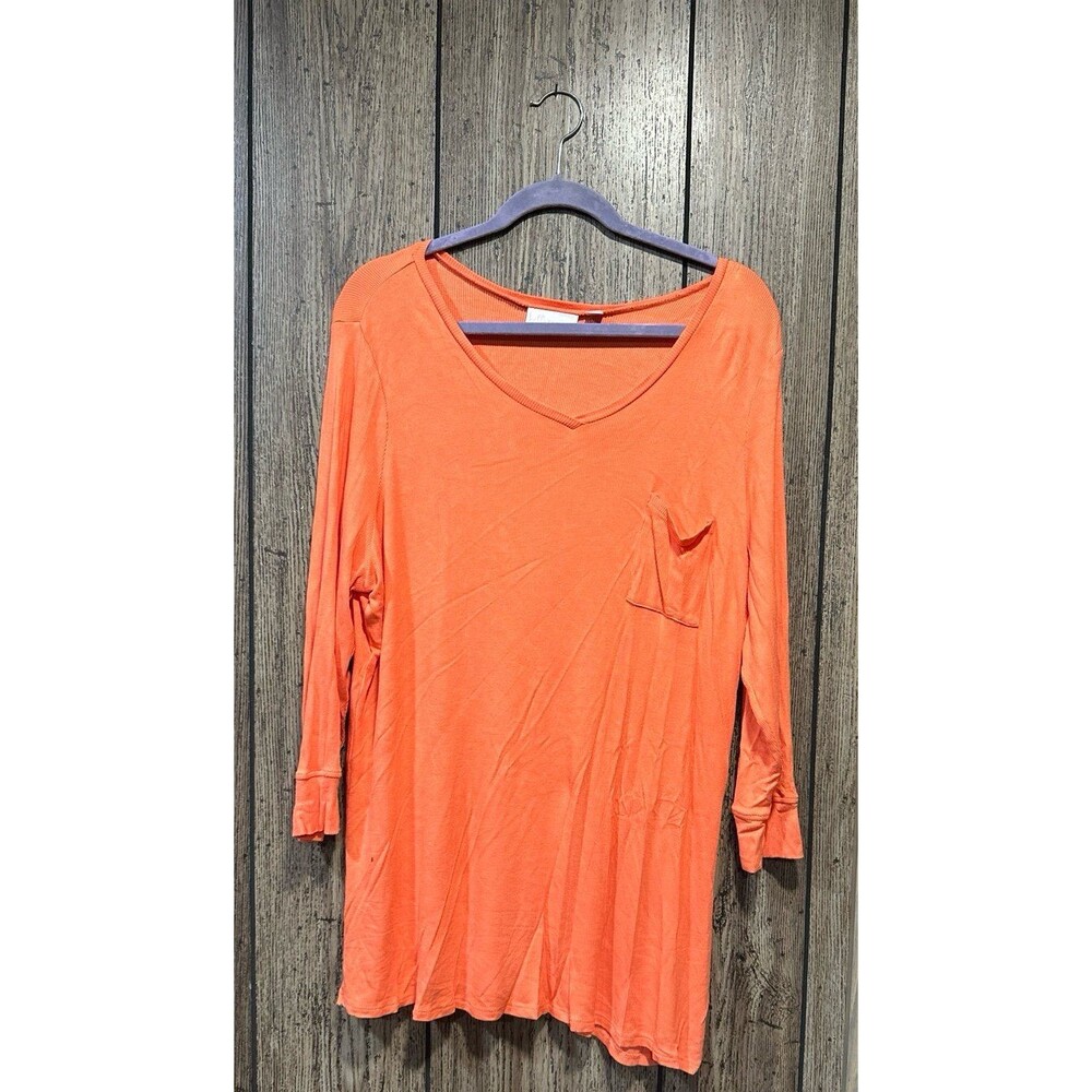 Belle by Kim Gravel Ribbed 3/4-Sleeve V-Neck Top